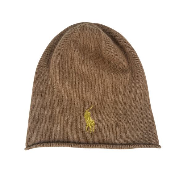 Polo Ralph Lauren Rolled Hem Wool Cashmere Beanie Hat Womens Knit Headwear - Picture 11 of 16